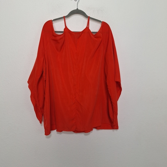 Dots Red Romantic Coquette Kimono Sleeve Cold Shoulder Pullover Blouse Size 3X - Picture 5 of 12